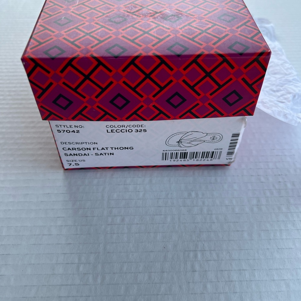 Tory Burch Carson Flat Thong Satin Sandals - Picture 4 of 5